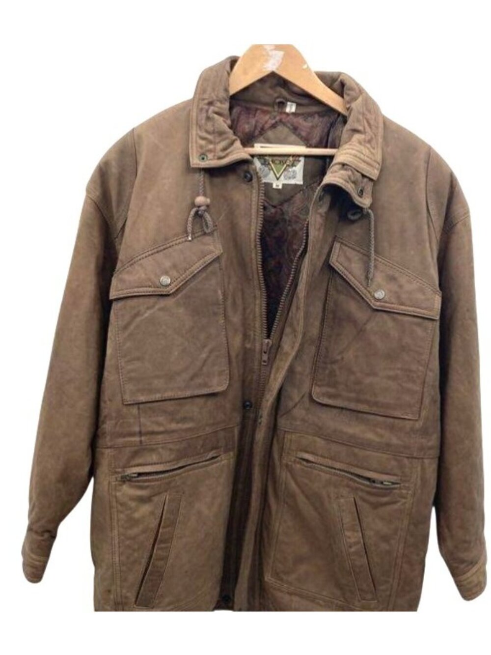 Phase 2 Men's Tan Suede Jacket With Paisley Lining Size M